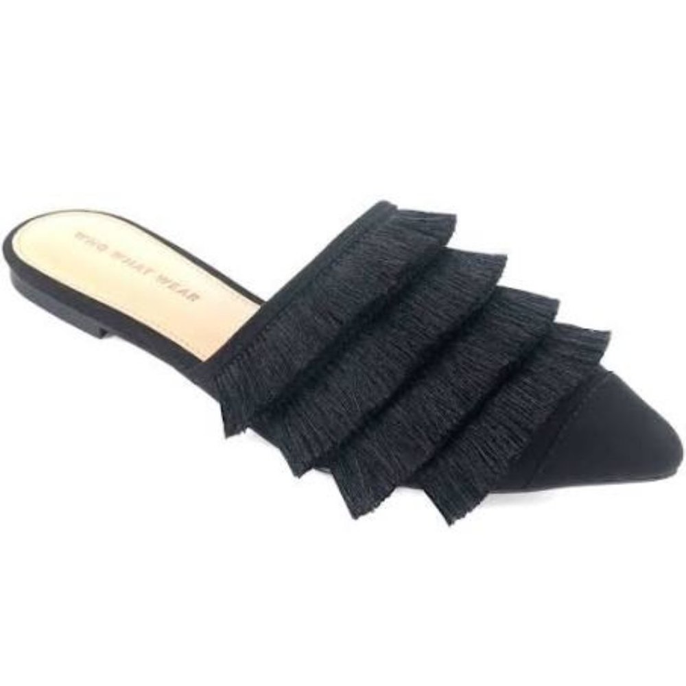Who-What-Wear -Satin Tassel Pointed Dress Mules-